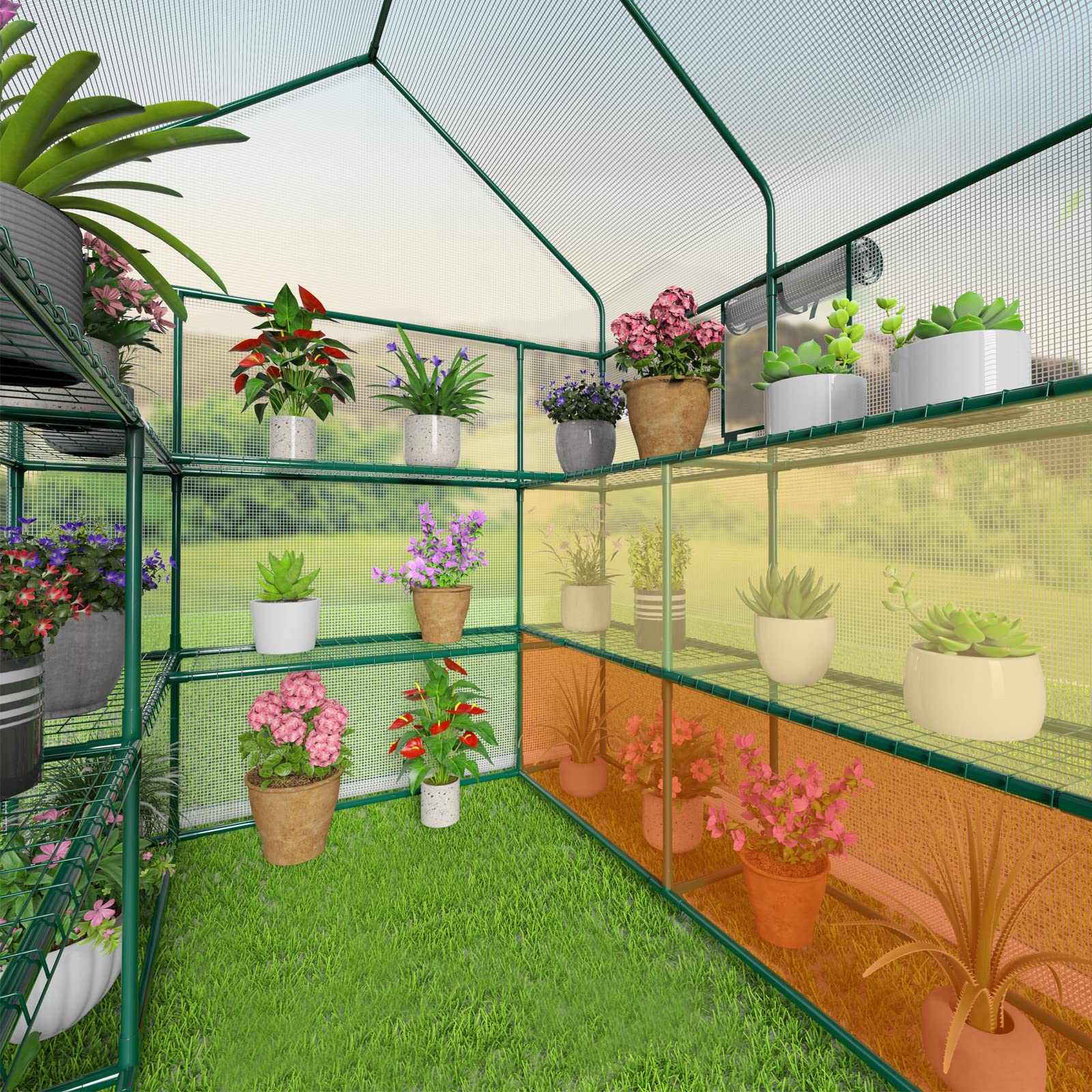 APPLE HOUSE タンス Amazon.com : Greenhouse with 2 Mesh Windows, 4 Tiers, and 10